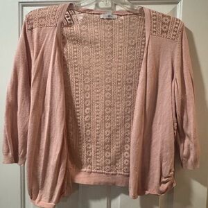 Roz & Ali Pink Lace Open Cardigan